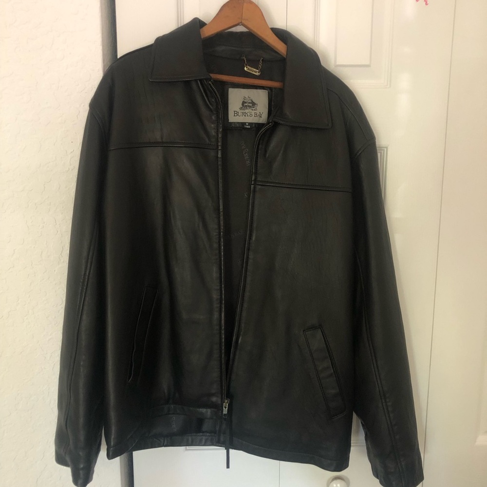 Burks Bay Mens Black Leather Jacket - used once - size M - excellent condition
